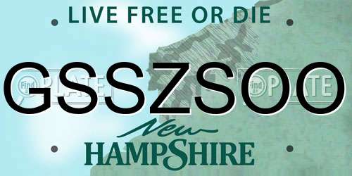GSSZSOO New Hampshire License Plate