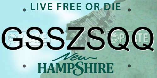 GSSZSQQ New Hampshire License Plate