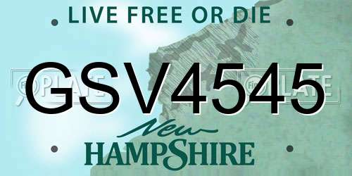 GSV4545 New Hampshire License Plate