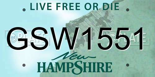 GSW1551 New Hampshire License Plate