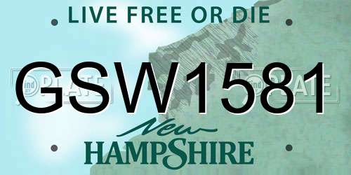 GSW1581 New Hampshire License Plate