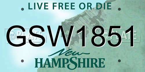 GSW1851 New Hampshire License Plate