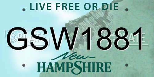 GSW1881 New Hampshire License Plate