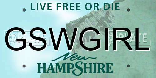 GSWGIRL New Hampshire License Plate