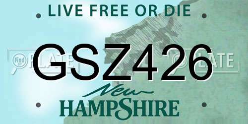GSZ426 New Hampshire License Plate