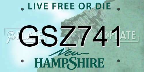 GSZ741 New Hampshire License Plate