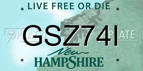 GSZ74I New Hampshire License Plate