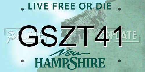 GSZT41 New Hampshire License Plate