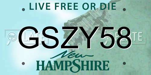 GSZY58 New Hampshire License Plate