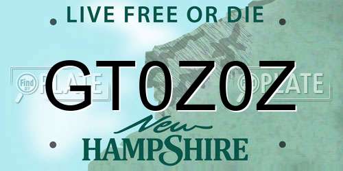 GT0Z0Z New Hampshire License Plate