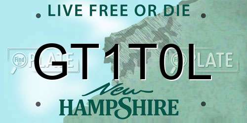 GT1T0L New Hampshire License Plate