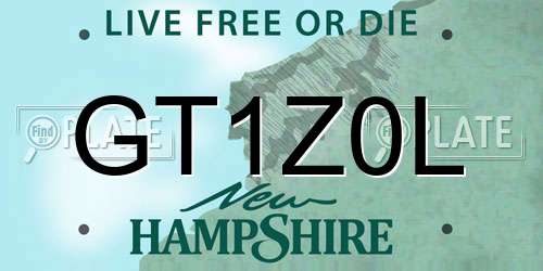 GT1Z0L New Hampshire License Plate