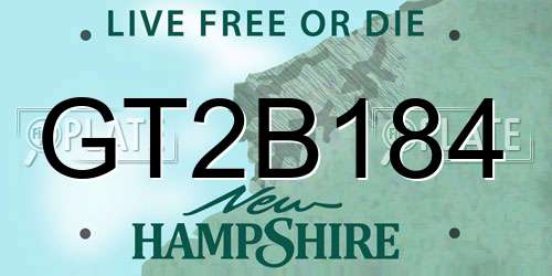 GT2B184 New Hampshire License Plate