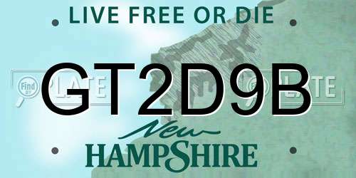GT2D9B New Hampshire License Plate