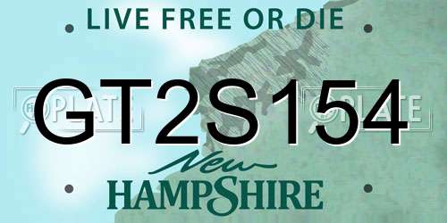GT2S154 New Hampshire License Plate