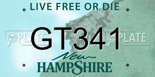 GT341 New Hampshire License Plate