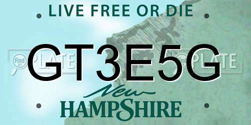 GT3E5G New Hampshire License Plate