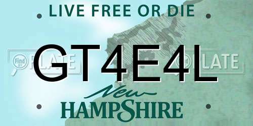 GT4E4L New Hampshire License Plate