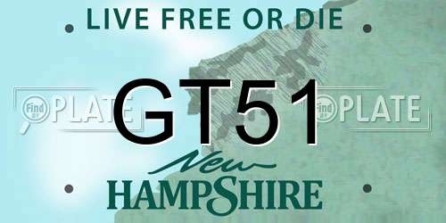 GT51 New Hampshire License Plate