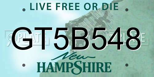 GT5B548 New Hampshire License Plate