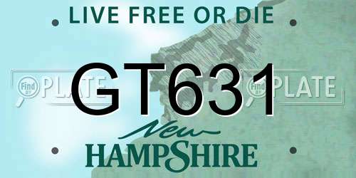 GT631 New Hampshire License Plate