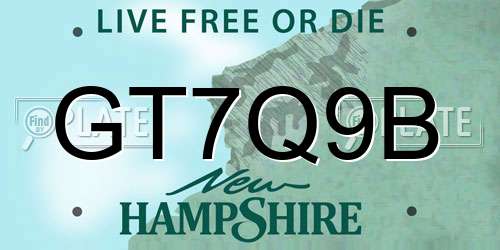 GT7Q9B New Hampshire License Plate