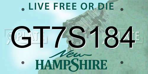 GT7S184 New Hampshire License Plate