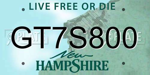 GT7S800 New Hampshire License Plate