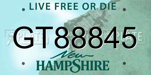 GT88845 New Hampshire License Plate