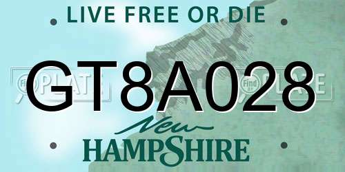 GT8A028 New Hampshire License Plate