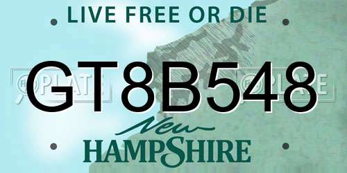 GT8B548 New Hampshire License Plate