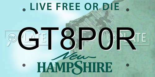GT8P0R New Hampshire License Plate