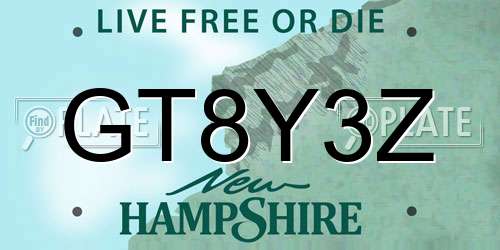 GT8Y3Z New Hampshire License Plate