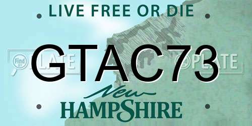 GTAC73 New Hampshire License Plate
