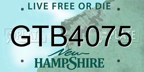 GTB4075 New Hampshire License Plate