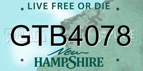 GTB4078 New Hampshire License Plate