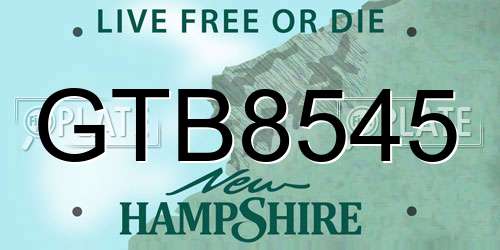 GTB8545 New Hampshire License Plate