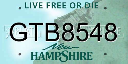 GTB8548 New Hampshire License Plate