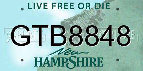 GTB8848 New Hampshire License Plate