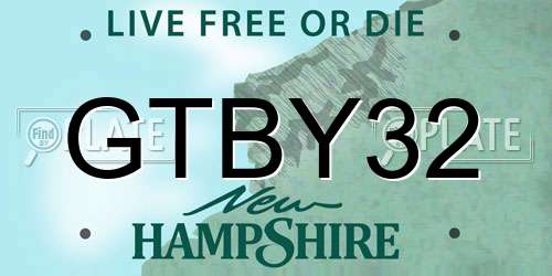 GTBY32 New Hampshire License Plate