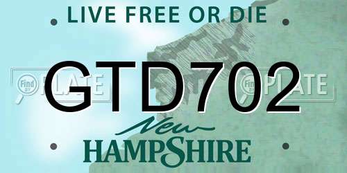 GTD702 New Hampshire License Plate