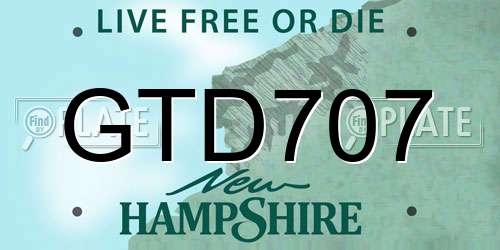 GTD707 New Hampshire License Plate