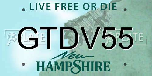 GTDV55 New Hampshire License Plate