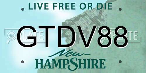 GTDV88 New Hampshire License Plate