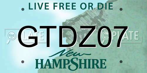 GTDZ07 New Hampshire License Plate