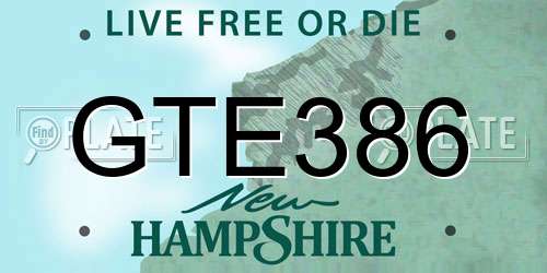 GTE386 New Hampshire License Plate