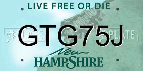 GTG75J New Hampshire License Plate
