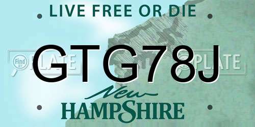 GTG78J New Hampshire License Plate