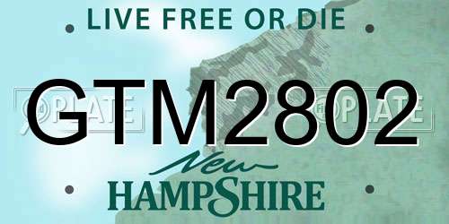 GTM2802 New Hampshire License Plate