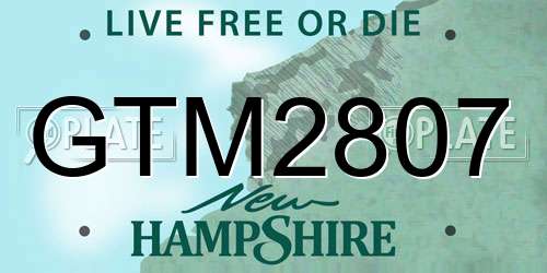 GTM2807 New Hampshire License Plate